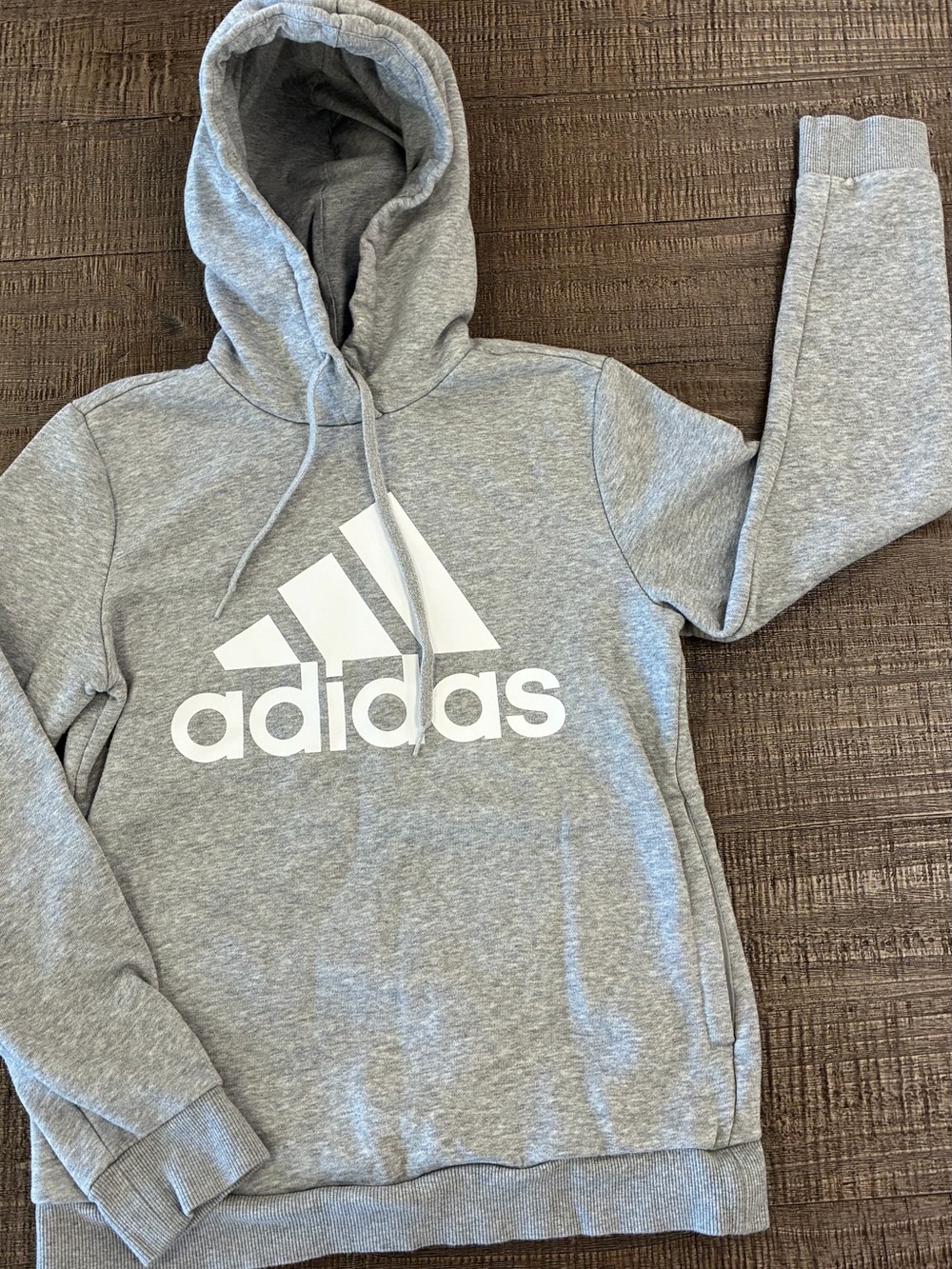 adidas Men’s Light Grey Crewneck Hoodie with White Logo